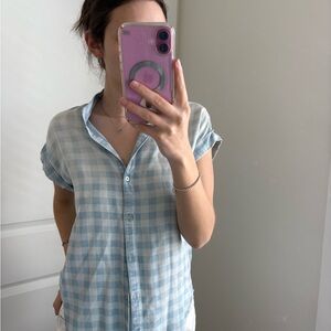 cloth & stone Light Blue Gingham Button Down Shirt
